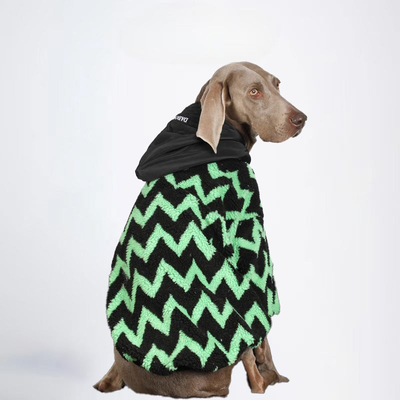 Winter Dogs Clothes Striped Styled Pets Clothes Dog Cloth Dog Jacket All Covered Cloth Green Black Striped Dog Jacket Fashion Dog Cloth Fashion Pets Cloth