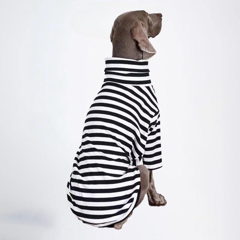 Winter Dogs Clothes Striped Styled Pets Clothes Dog Cloth Dog Jacket All Covered Cloth Black White Striped Dog Jacket Fashion Dog Cloth Fashion Pets Cloth