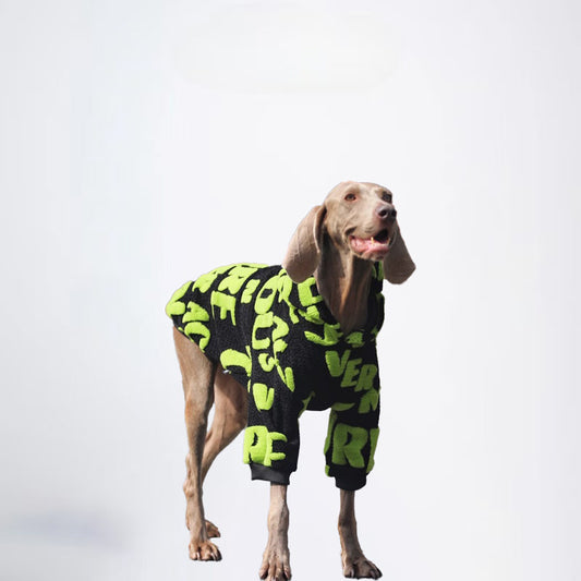 Dogs Green Black Clothes Pets Green Black Clothes Glossy Styled For Winter Allcovered Styled Sweater Styled Deisign Fashion Designer Dogs Clothes