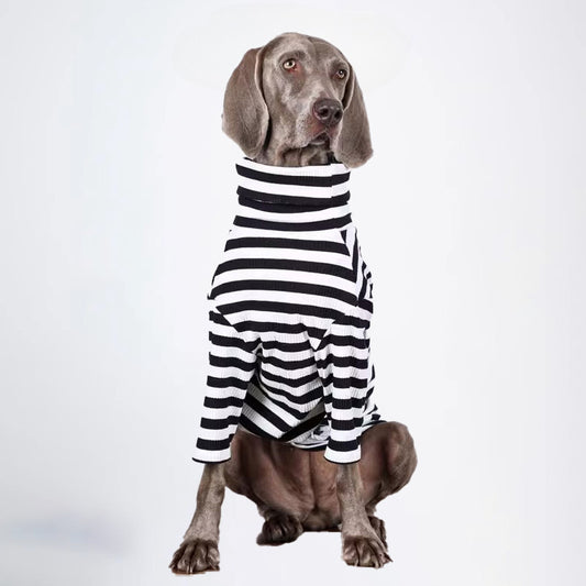 Winter Dogs Clothes Striped Styled Pets Clothes Dog Cloth Dog Jacket All Covered Cloth Black White Striped Dog Jacket Fashion Dog Cloth Fashion Pets Cloth
