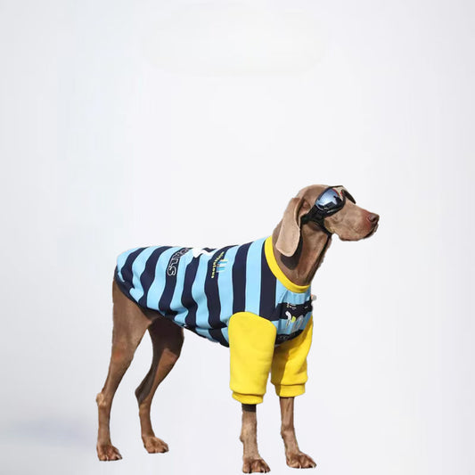 Winter Dogs Clothes Striped Styled Pets Clothes Dog Cloth Dog Jacket All Covered Cloth Blue Black Striped Dog Jacket Fashion Dog Cloth Fashion Pets Cloth