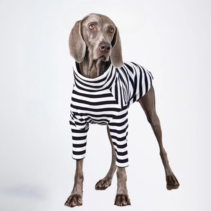 Winter Dogs Clothes Striped Styled Pets Clothes Dog Cloth Dog Jacket All Covered Cloth Black White Striped Dog Jacket Fashion Dog Cloth Fashion Pets Cloth