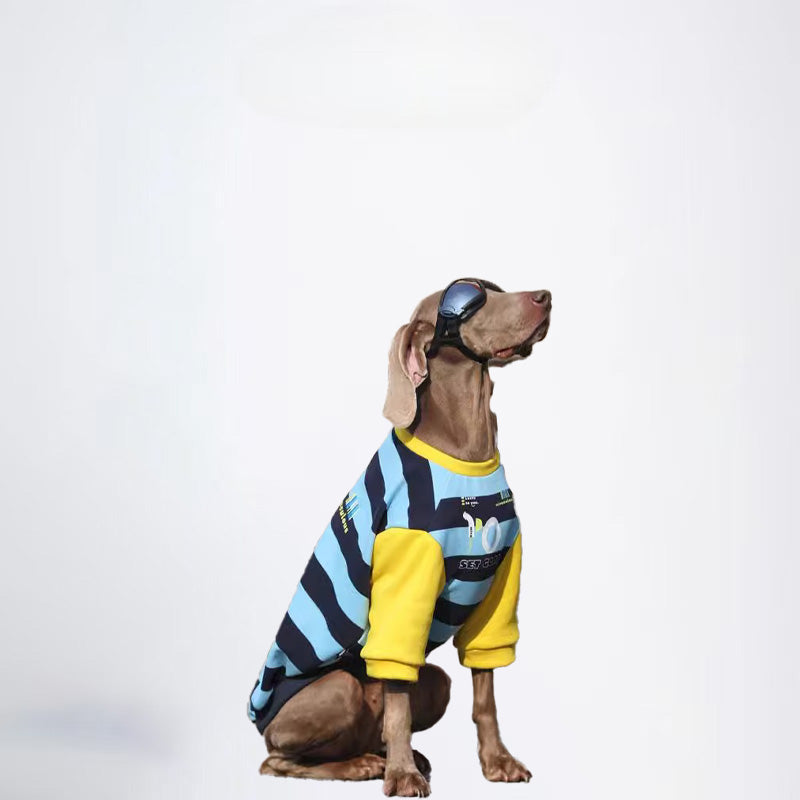 Winter Dogs Clothes Striped Styled Pets Clothes Dog Cloth Dog Jacket All Covered Cloth Blue Black Striped Dog Jacket Fashion Dog Cloth Fashion Pets Cloth