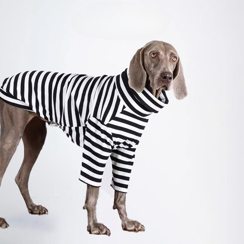 Winter Dogs Clothes Striped Styled Pets Clothes Dog Cloth Dog Jacket All Covered Cloth Black White Striped Dog Jacket Fashion Dog Cloth Fashion Pets Cloth
