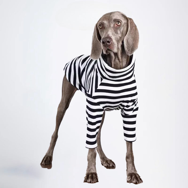 Winter Dogs Clothes Striped Styled Pets Clothes Dog Cloth Dog Jacket All Covered Cloth Black White Striped Dog Jacket Fashion Dog Cloth Fashion Pets Cloth