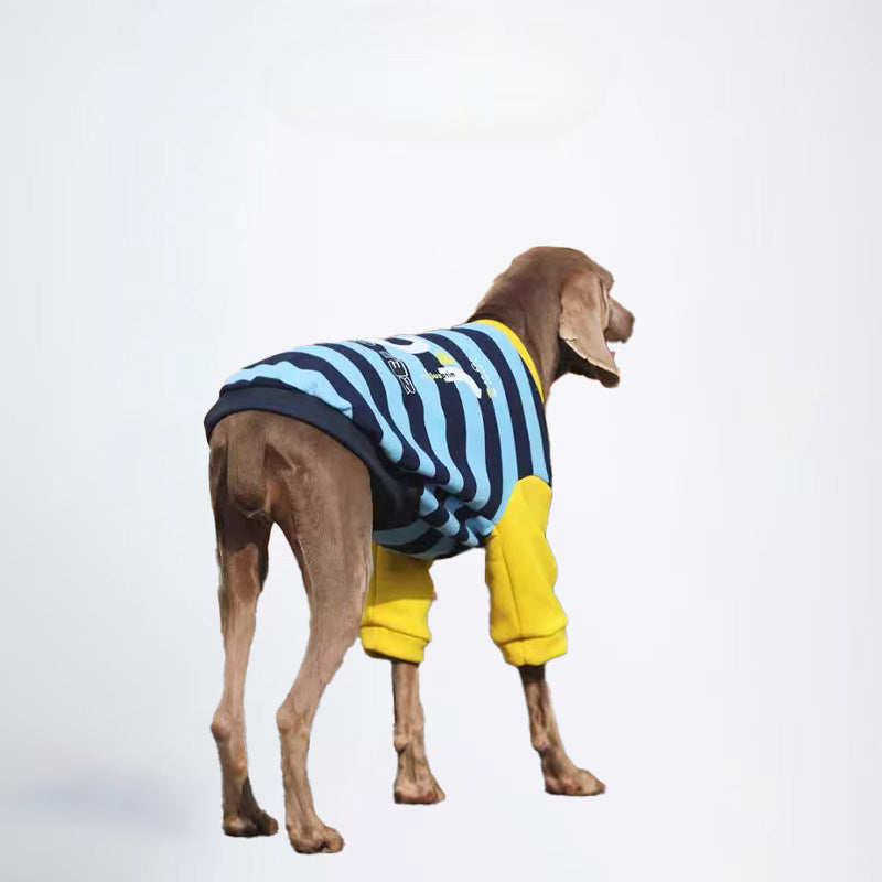 Winter Dogs Clothes Striped Styled Pets Clothes Dog Cloth Dog Jacket All Covered Cloth Blue Black Striped Dog Jacket Fashion Dog Cloth Fashion Pets Cloth