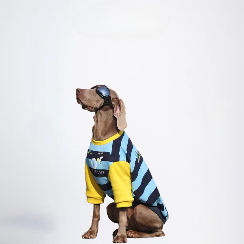 Winter Dogs Clothes Striped Styled Pets Clothes Dog Cloth Dog Jacket All Covered Cloth Blue Black Striped Dog Jacket Fashion Dog Cloth Fashion Pets Cloth