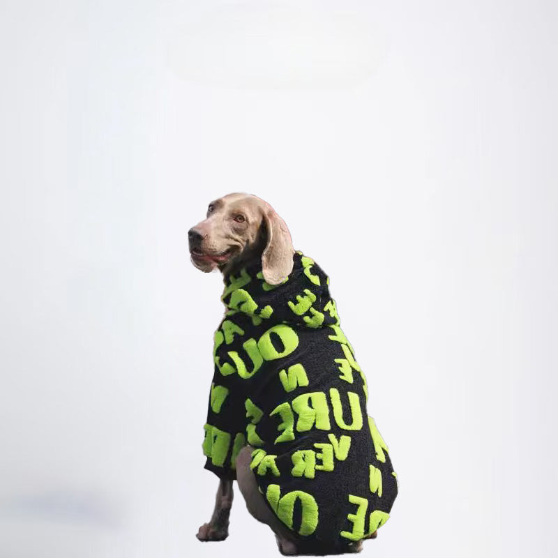 Dogs Green Black Clothes Pets Green Black Clothes Glossy Styled For Winter Allcovered Styled Sweater Styled Deisign Fashion Designer Dogs Clothes