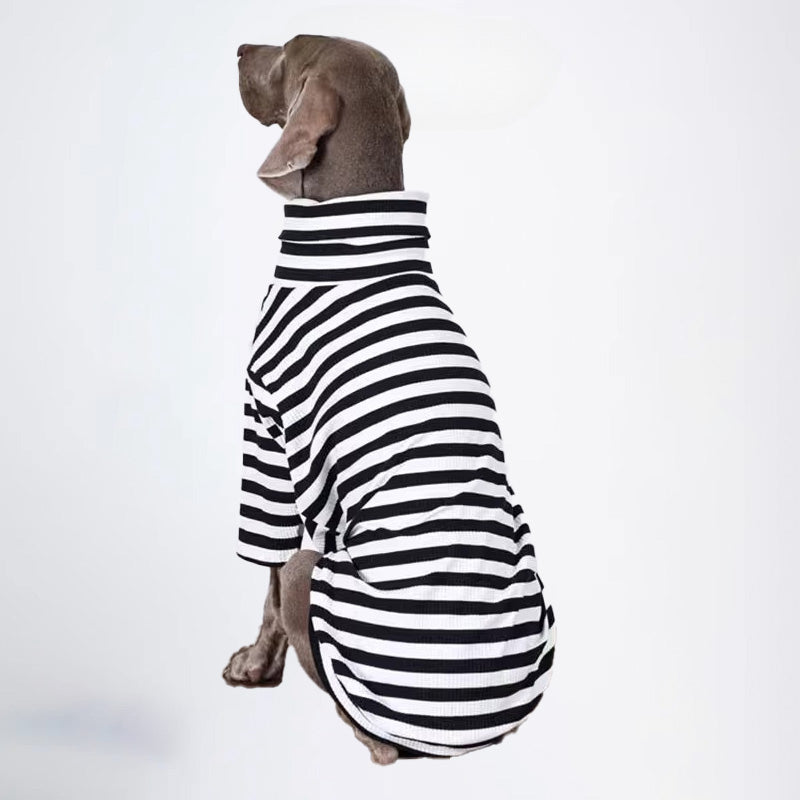 Winter Dogs Clothes Striped Styled Pets Clothes Dog Cloth Dog Jacket All Covered Cloth Black White Striped Dog Jacket Fashion Dog Cloth Fashion Pets Cloth